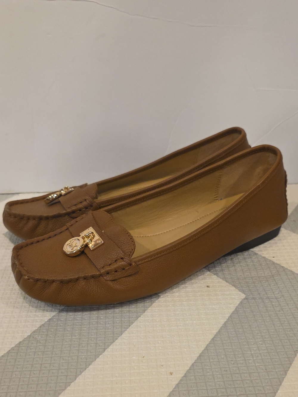 Michael Kors Fulton Moccasin Leather Brown Moccasin Women Loafers Size 109